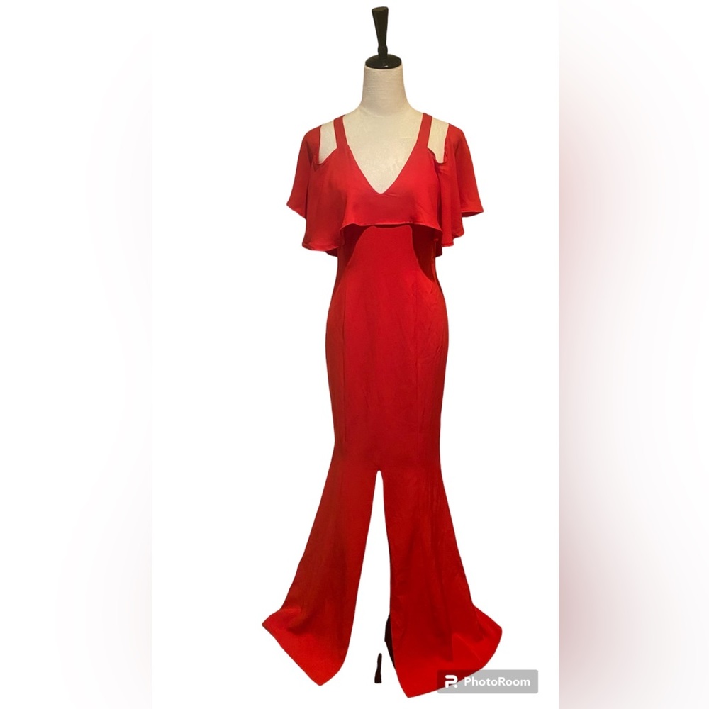 NWT JayGodfrey Ruffled Cold Shoulder Gown - Picture 3 of 7